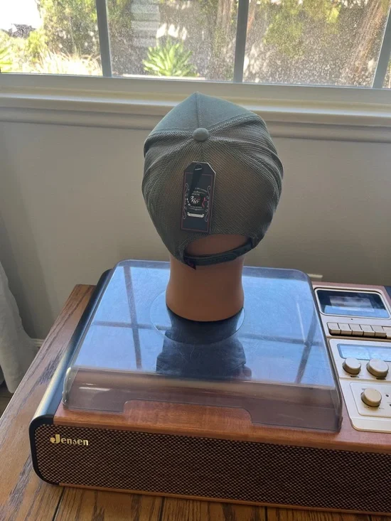 Olive Green Mesh Trucker Cap with Chevron Patch - Picture 3 of 3